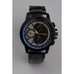 ساعه يد رجالية دائرية ستانلس ستيل لون أسود