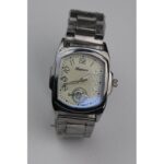 ساعه يد رجالية دائرية ستانلس ستيل لون فضي