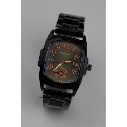 ساعه يد رجالية دائرية ستانلس ستيل لون أسود