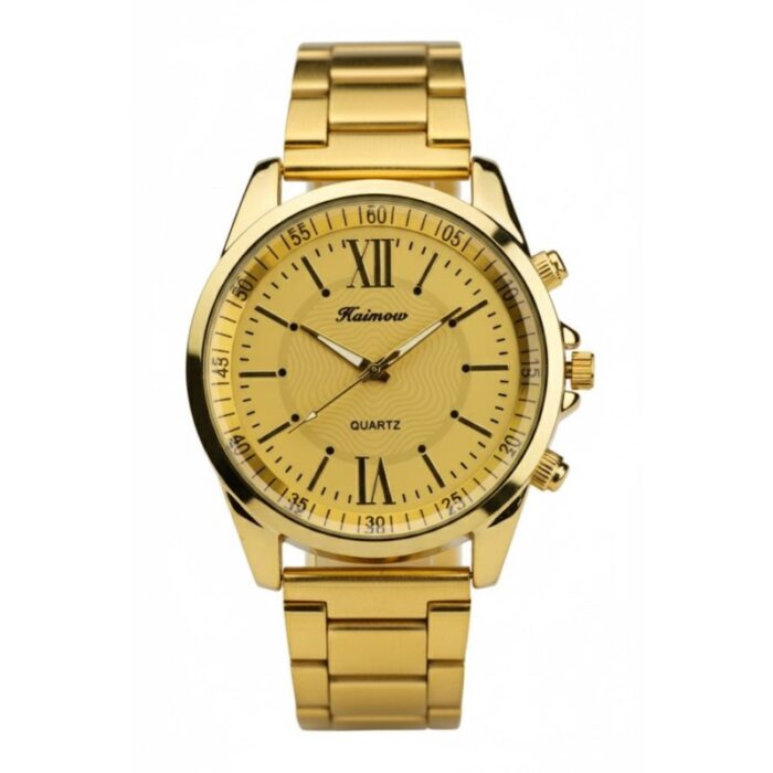 ⁦ساعه يد رجالية دائرية ستانلس ستيل لون ذهبي⁩ - الصورة ⁦2⁩