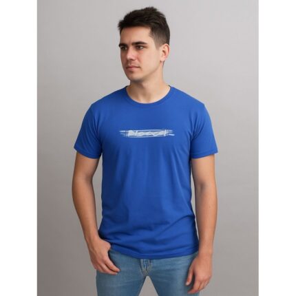 بلوزة نص كم رجالية لون أزرق