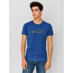 بلوزة نص كم رجالية لون أزرق