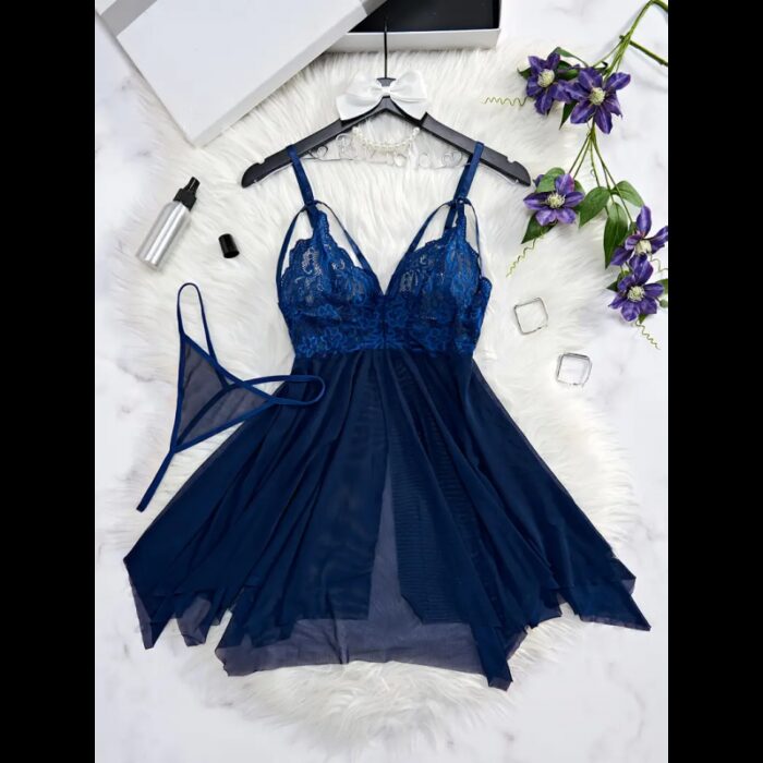 ⁦قميص نوم لانجري لون كحلي⁩ - الصورة ⁦2⁩