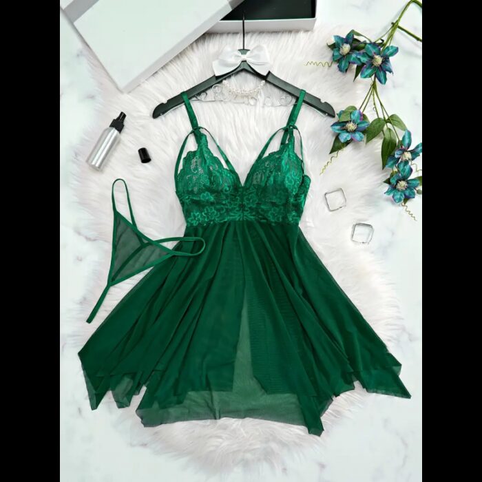 ⁦قميص نوم لانجري لون أخضر⁩ - الصورة ⁦2⁩