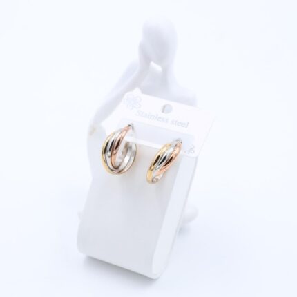 حلق ذهبي حلقات لون ذهبي وفضي وروز جولد