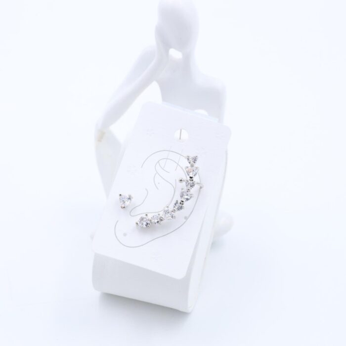 ⁦حلق فضي مع زركون فضي⁩ - الصورة ⁦2⁩