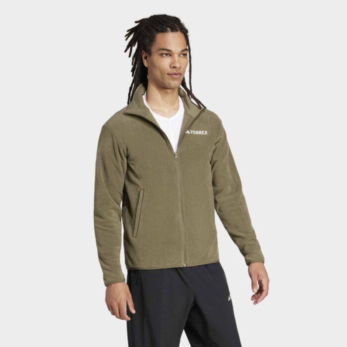 ⁦adidas Mens' Terrex Multi Essentials Full-Zip Fleece Jacket - Green⁩ - الصورة ⁦4⁩