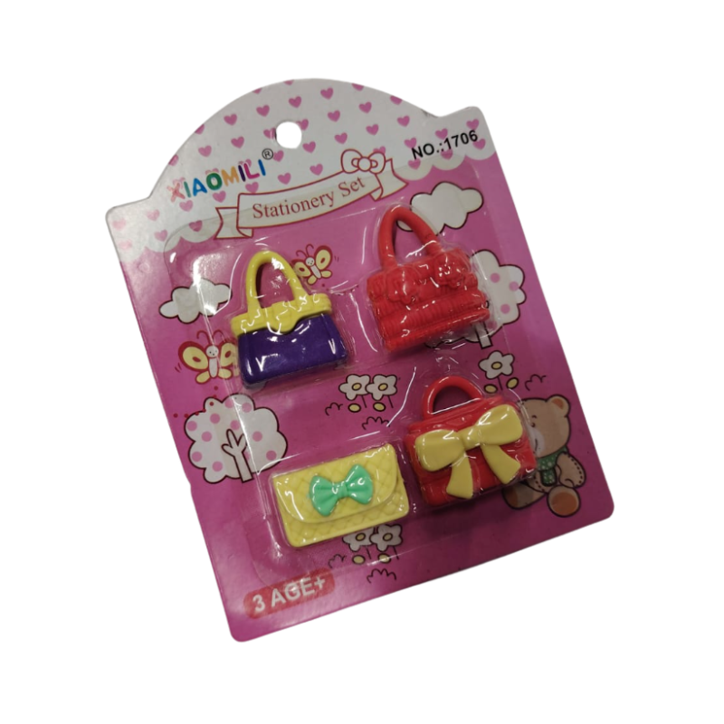 103395413_6981f5dfdb607 طقم ممحاة للأطفال 4 قطع بأشكال حقائب كرتونية - الصورة 1