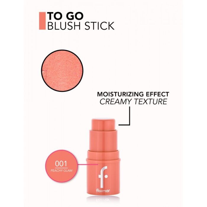 ⁦To Go Stick Blush by Flormar 001 PEACHY GLAM بلشر⁩ - الصورة ⁦2⁩