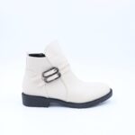 ⁦جزمة بسحاب تصميم ساق متوسط الطول للنساء لون أوف وايت⁩ - الصورة ⁦3⁩