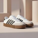 ⁦حذاء جلد رياضي كلاسيك للنساء لون أبيض وأسود⁩ - الصورة ⁦6⁩