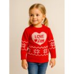 بلوزة شتوية للأطفال لون أحمر