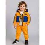 طقم مع جاكيت (3 قطع) للأطفال لون أصفر وأزرق