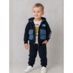 طقم مع جاكيت (3 قطع) للأطفال لون كحلي وأزرق