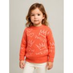 بلوزة شتوية للأطفال لون برتقالي