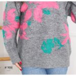 ⁦بلوزة صوف بتصميم رسومات ستاتي لون سكني⁩ - الصورة ⁦3⁩