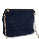 ⁦شنطة كروشية مع يد سلسلة لون كحلي - نكشة فن⁩ - الصورة ⁦3⁩