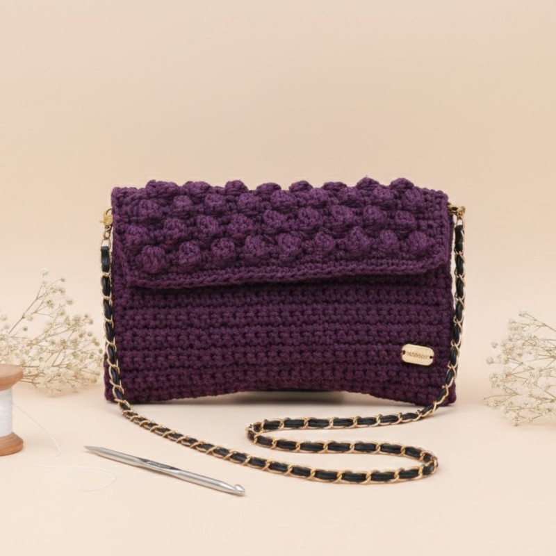 ⁦شنطة حبة الحمص مع يد سلسلة لون توتي - نكشة فن⁩ - الصورة ⁦1⁩