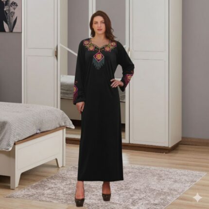 دشداشة مخمل ستاتي لون أسود