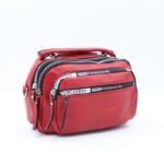 ⁦شنطة حقيبة جلد يد او كتف صغيرة stave تصميم سبورت لون احمر⁩ - الصورة ⁦2⁩