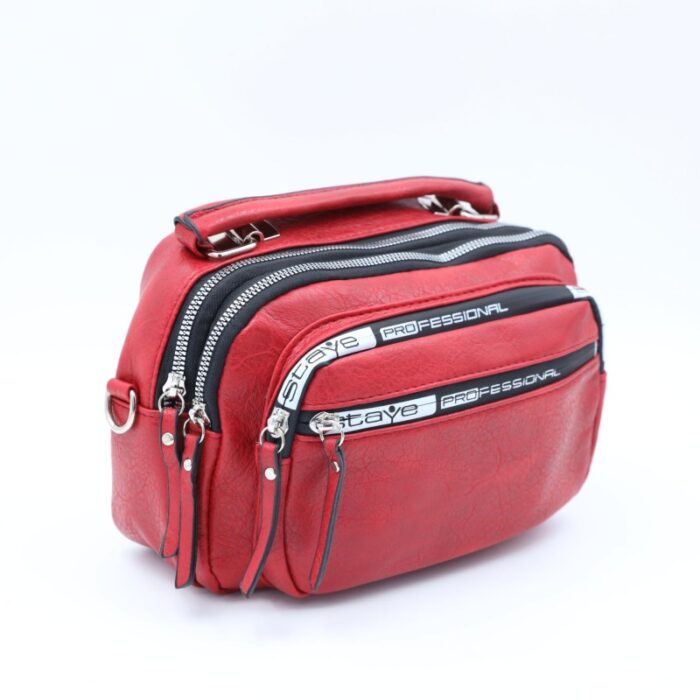⁦شنطة حقيبة جلد يد او كتف صغيرة stave تصميم سبورت لون احمر⁩ - الصورة ⁦4⁩