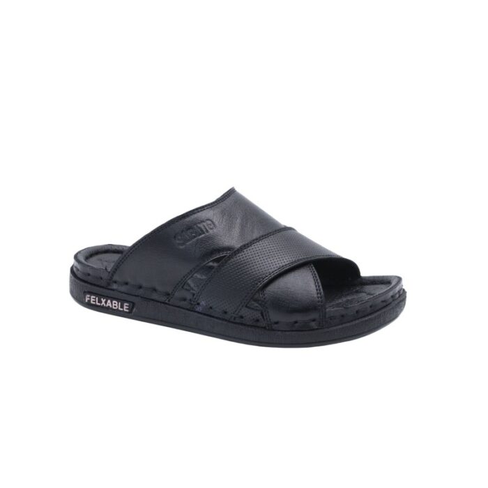 ⁦شبشب جلد فاخر من SABATO للرجال لون اسود⁩ - الصورة ⁦2⁩