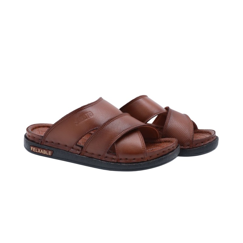 103397671_698fc22c29241 شبشب جلد فاخر من SABATO للرجال لون عسلي هافان - الصورة 1