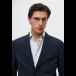 ⁦جاكيت رسمي سليم فيت رجالي من مانجو MANGO لون كحلي⁩ - الصورة ⁦4⁩