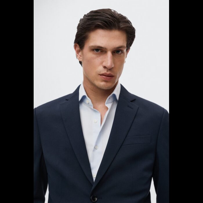 ⁦جاكيت رسمي سليم فيت رجالي من مانجو MANGO لون كحلي⁩ - الصورة ⁦4⁩