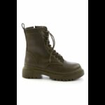 ⁦جزمة Bambi جلد بتصميم سحاب ساق متوسط الطول للنساء لون زيتي⁩ - الصورة ⁦3⁩