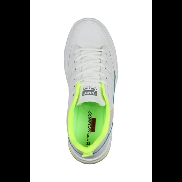 ⁦Jump حذاء رياضي كاجوال نسائي باللون الأبيض والأخضر النيون⁩ - الصورة ⁦2⁩