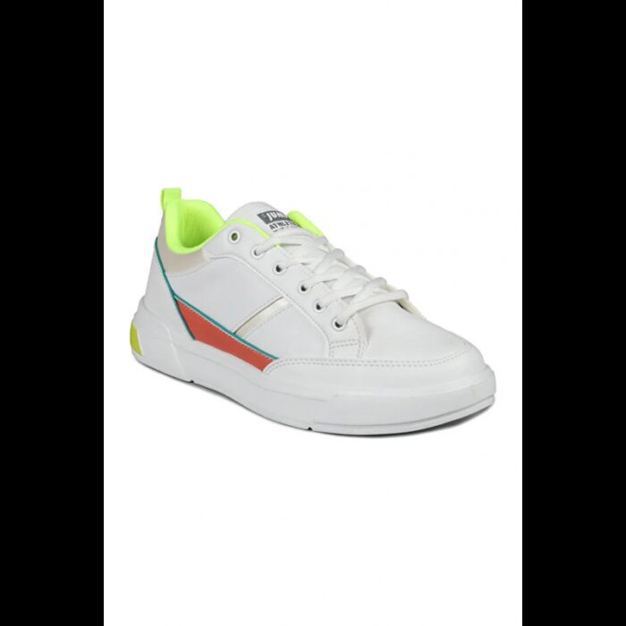 ⁦Jump حذاء رياضي كاجوال نسائي باللون الأبيض والأخضر النيون⁩ - الصورة ⁦3⁩