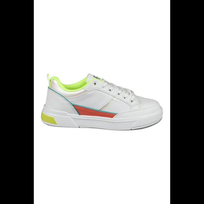 ⁦Jump حذاء رياضي كاجوال نسائي باللون الأبيض والأخضر النيون⁩ - الصورة ⁦4⁩