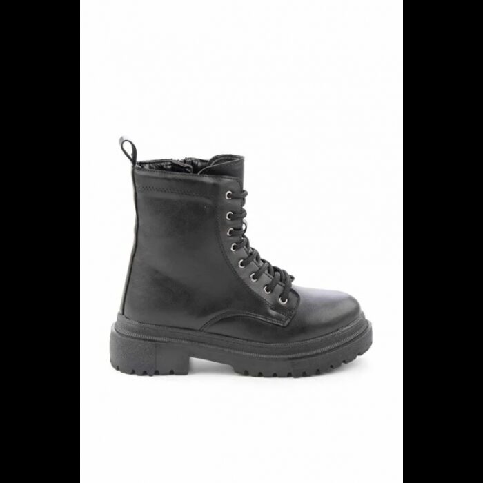 ⁦جزمة Bambi جلد بتصميم سحاب ساق متوسط الطول للنساء لون أسود⁩ - الصورة ⁦4⁩