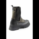 ⁦جزمة Bambi بتصميم بدون اربطة ساق متوسط الطول للنساء لون أسود وزيتي⁩ - الصورة ⁦3⁩