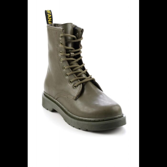 ⁦جزمة Bambi بتصميم سحاب ساق متوسط الطول للنساء لون زيتي⁩ - الصورة ⁦2⁩