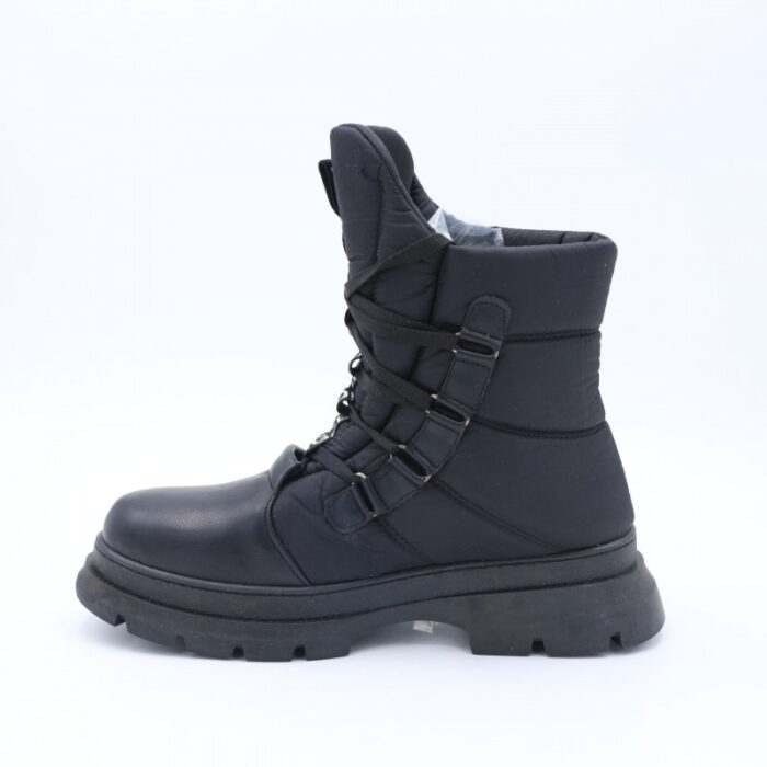 ⁦جزمة Bambi بتصميم أربطة ساق متوسط الطول للنساء لون أسود⁩ - الصورة ⁦6⁩