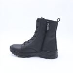 ⁦جزمة CZ بتصميم أربطة ساق متوسط الطول للنساء لون أسود⁩ - الصورة ⁦6⁩