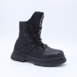 ⁦جزمة بتصميم ساق متوسط الطول للنساء لون أسود⁩ - الصورة ⁦3⁩