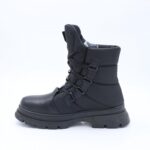 ⁦جزمة بتصميم ساق متوسط الطول للنساء لون أسود⁩ - الصورة ⁦5⁩