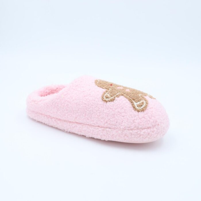 ⁦حفاية فرو بتصميم رسمة طفل بني للنساء لون زهري⁩ - الصورة ⁦3⁩