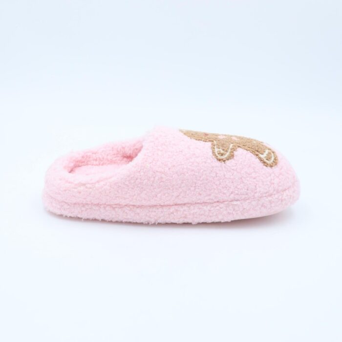 ⁦حفاية فرو بتصميم رسمة طفل بني للنساء لون زهري⁩ - الصورة ⁦4⁩