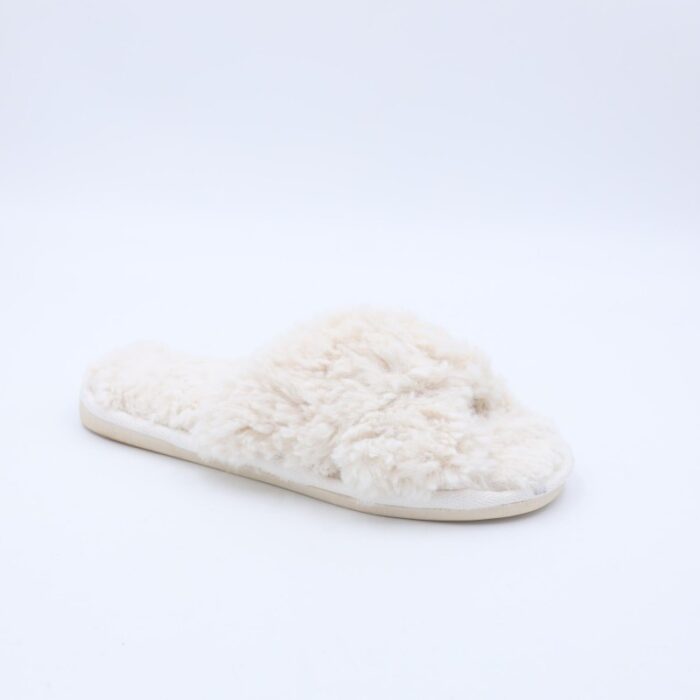 ⁦حفاية فرو شتوية بتصميم مفتوح الأصابع للنساء لون ابيض⁩ - الصورة ⁦2⁩