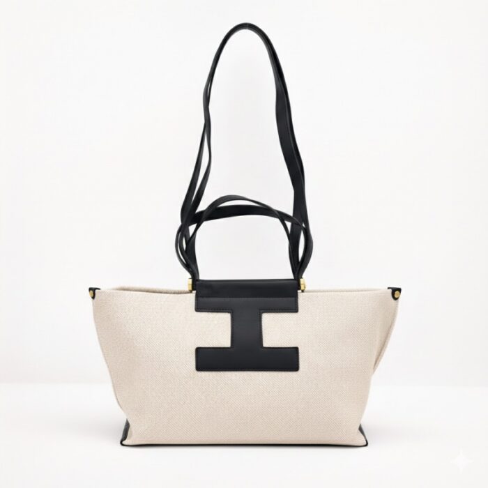 ⁦حقيبة كتف ستاتية لون بيج و اسود⁩ - الصورة ⁦3⁩