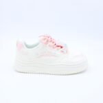 ⁦بوت رياضي جلد نعل عريض للنساء لون اوف وايت وبيج⁩ - الصورة ⁦3⁩