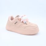 ⁦بوت رياضي جلد نعل عريض للنساء لون زهري⁩ - الصورة ⁦2⁩