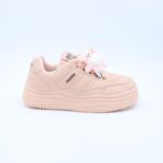 ⁦بوت رياضي جلد نعل عريض للنساء لون زهري⁩ - الصورة ⁦3⁩