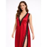 ⁦فستان نوم مخملي للنساء لون أحمر⁩ - الصورة ⁦2⁩