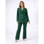 طقم ستاتي مخمل قطعتين للنساء لون أخضر