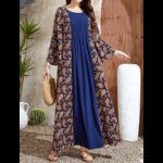 فستان سموك طباعة بيزلي اكمام على شكل بوق مقاس كبير